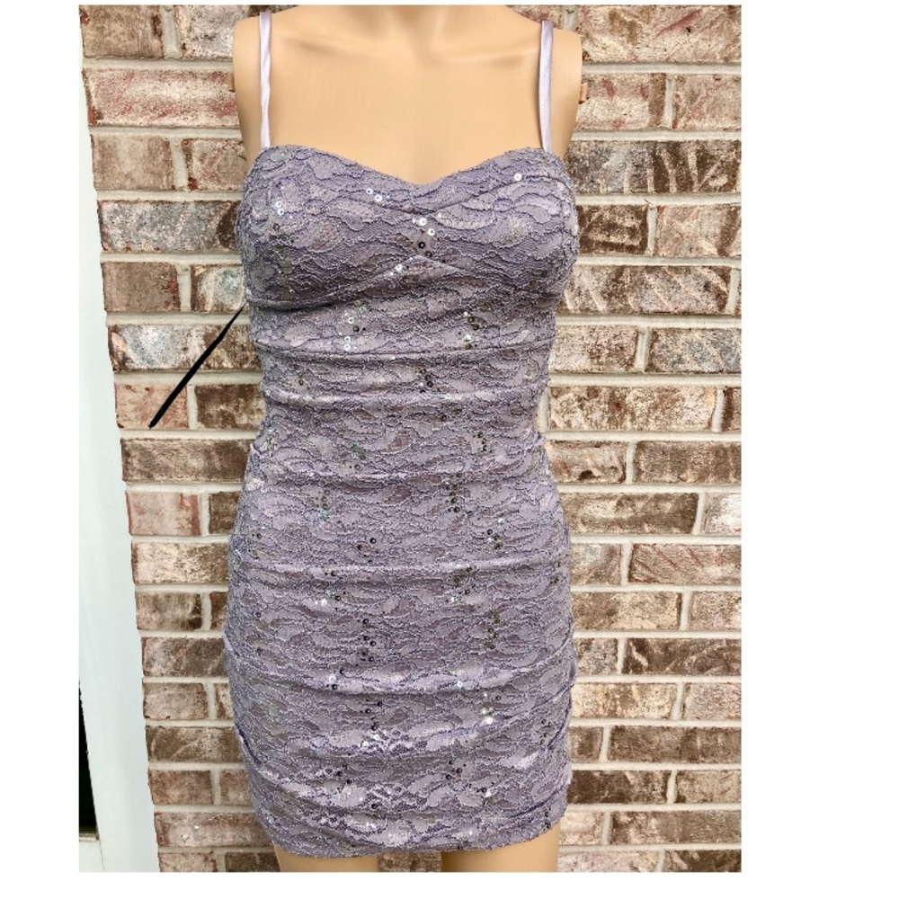 Grey/Silver Sparkly Bustier Bodycon Lace Formal Cocktail Dress